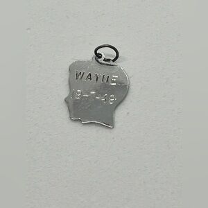 Vtg 925 Sterling Silver Necklace Boy Head Silhouette Wayne Charm  Pendant